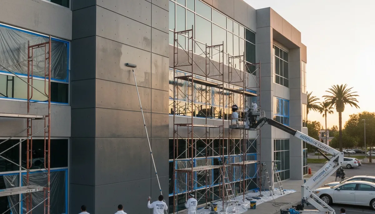 Professional commercial painters finishing office interior in Overland Park, KS