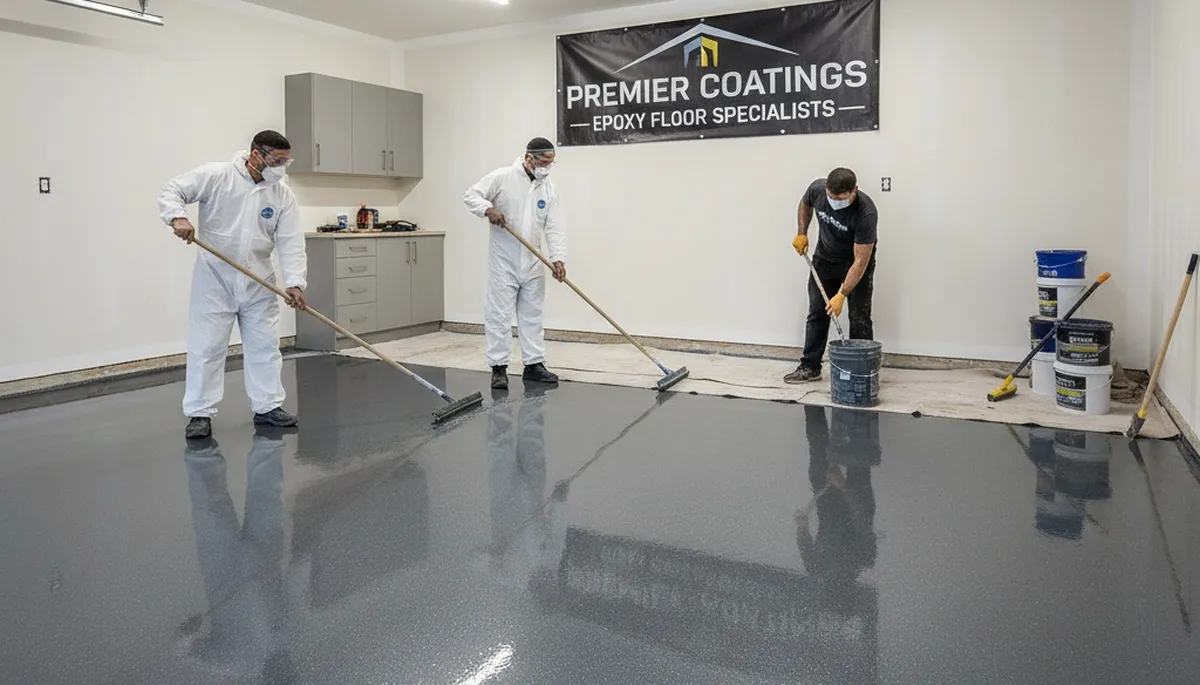 Professional epoxy garage floor coating in Overland Park KS with durable, moisture-resistant finish