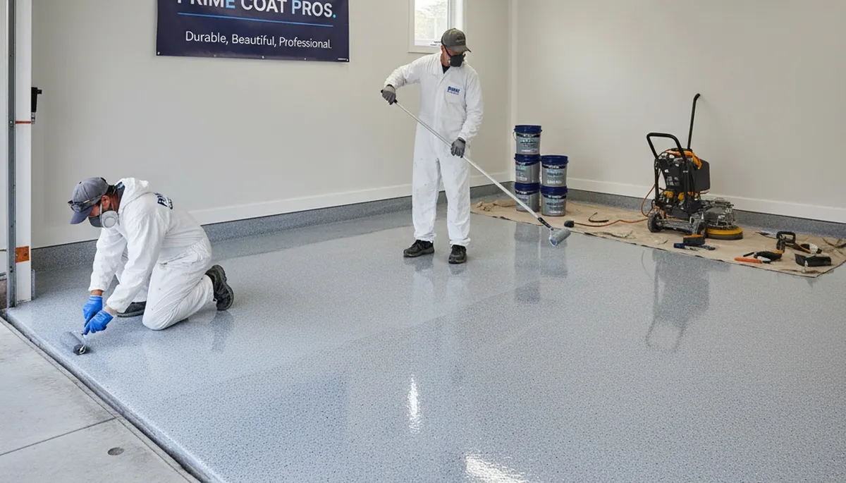 Professional epoxy garage floor coating in Overland Park KS with durable, glossy finish