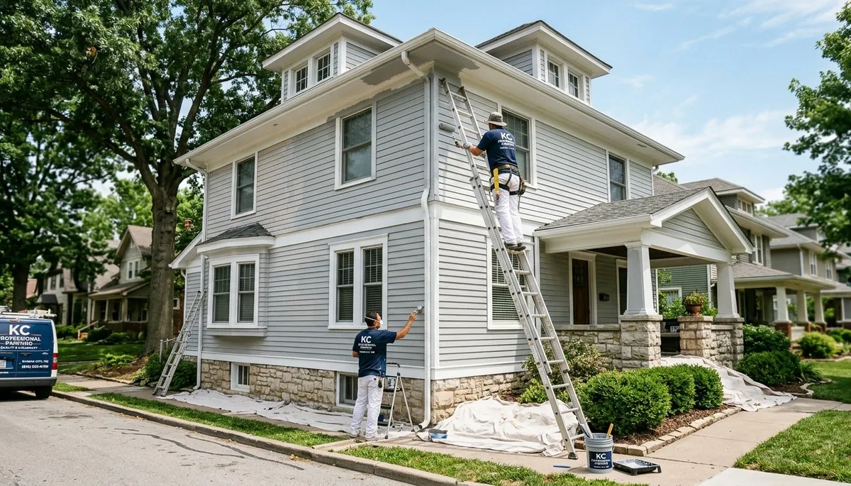 Professional house painters working on residential interior in Overland Park KS